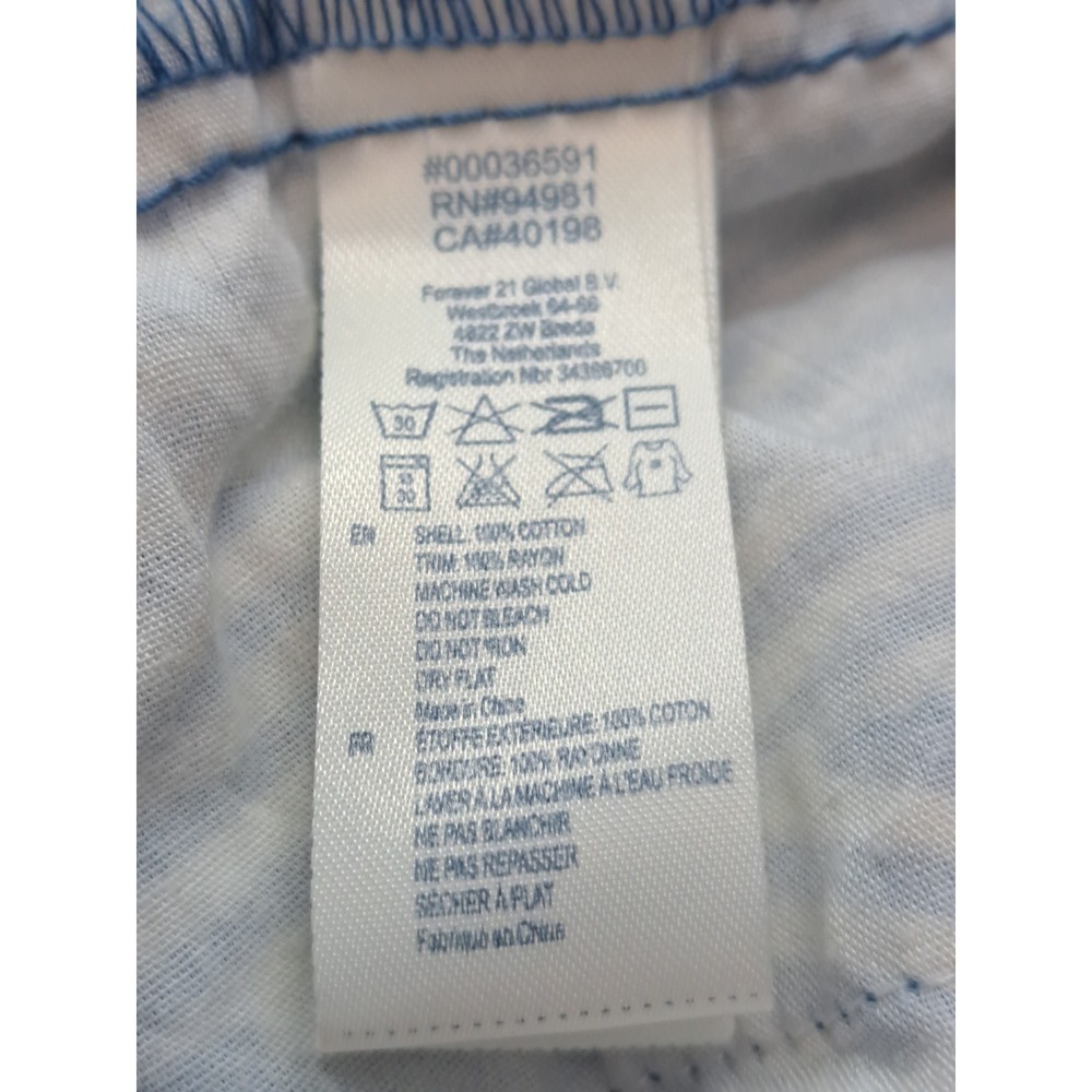 Forever 21 Y2K I Love H81 Blue White Striped Seersucker Shorts SZ 26 (waist 28") - Picture 3 of 7